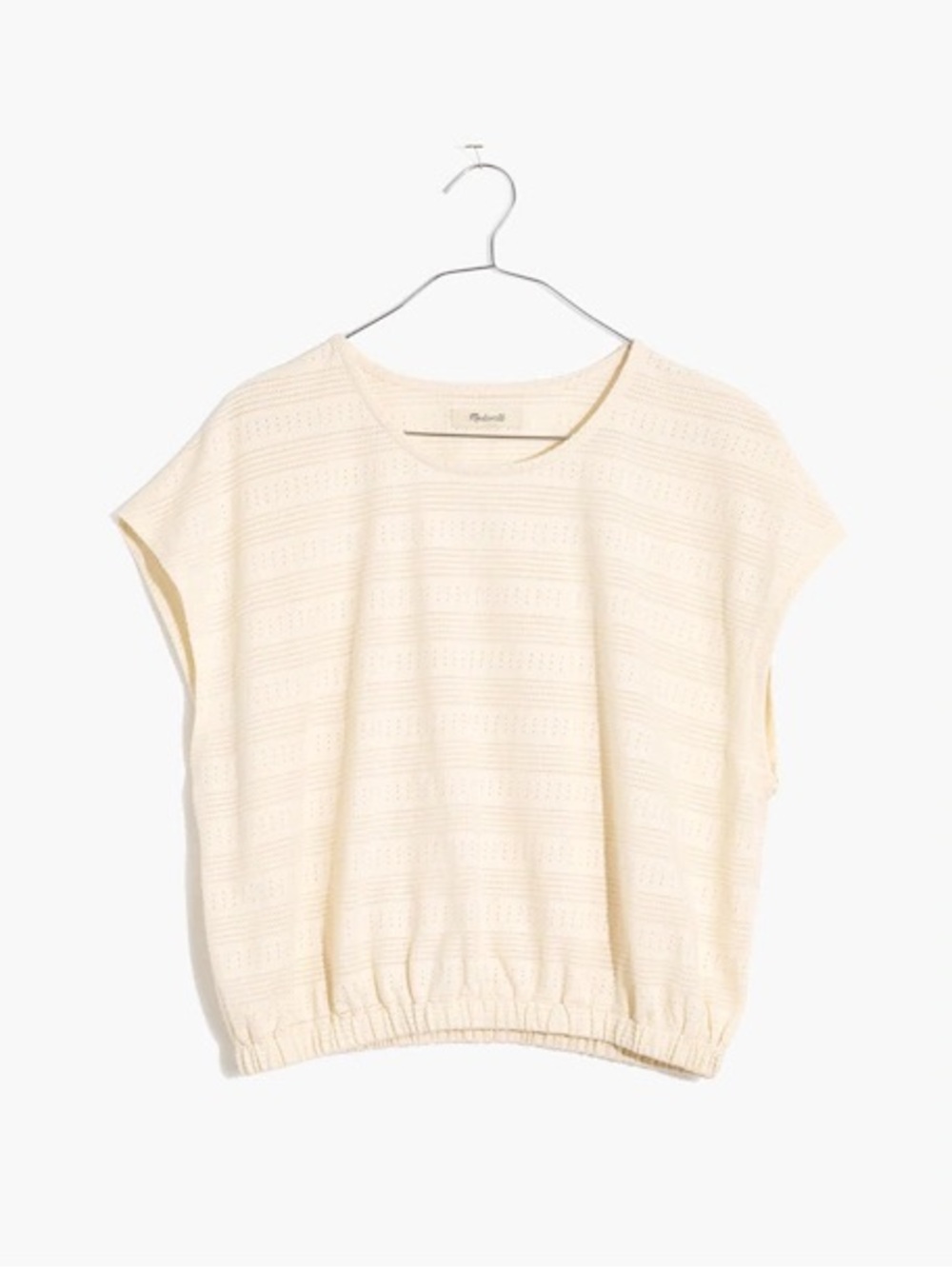 Madewell Pointelle Knit Short-Sleeve Crop in Vintage Parchment size S